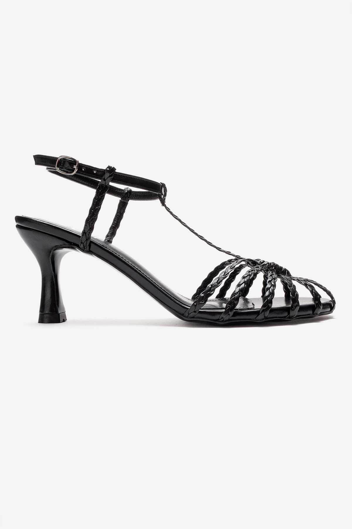 Prologue Shoes Gerald Woven Strap Stiletto Pump, Alternate, color, Black