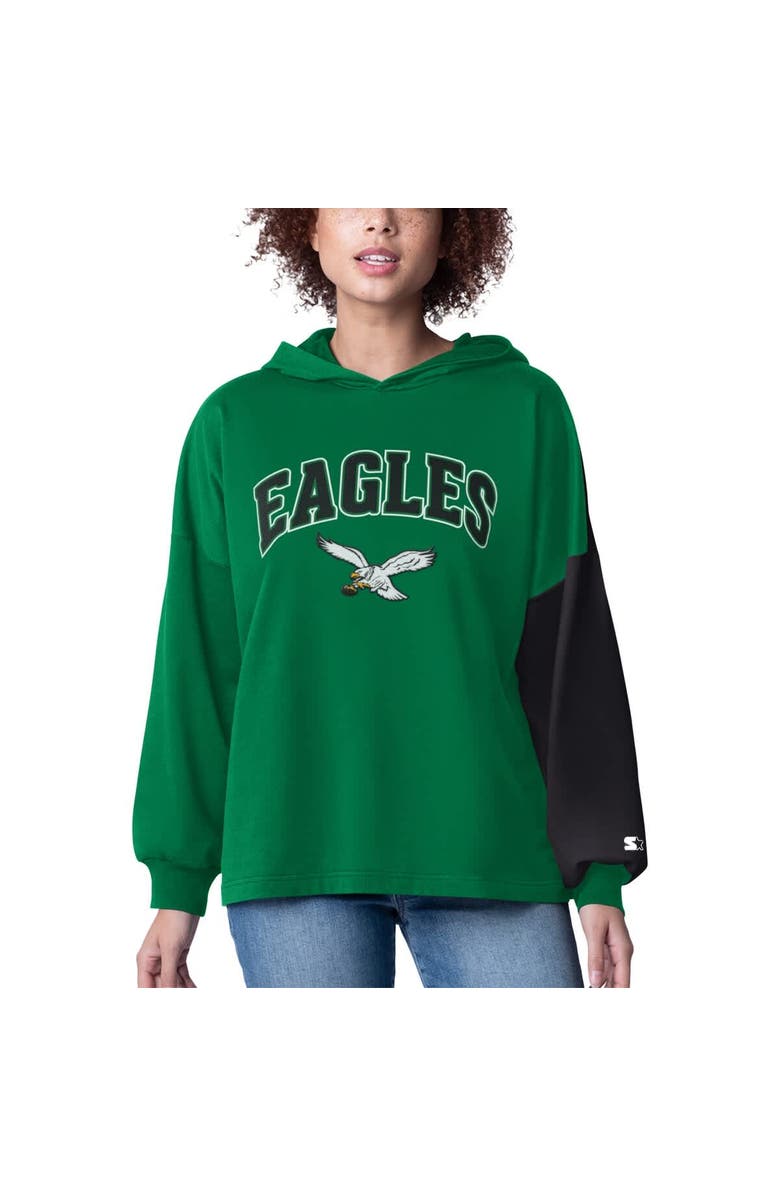 STARTER Women's Starter Kelly Green Philadelphia Eagles Power Move Long Sleeve Pullover Hoodie, Main, color, 