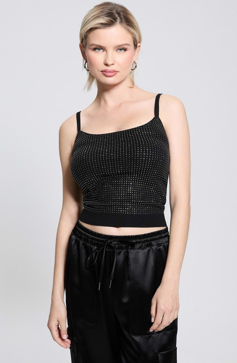 GUESS Khloe Rhinestone Sweater Tank, Alternate, color, 