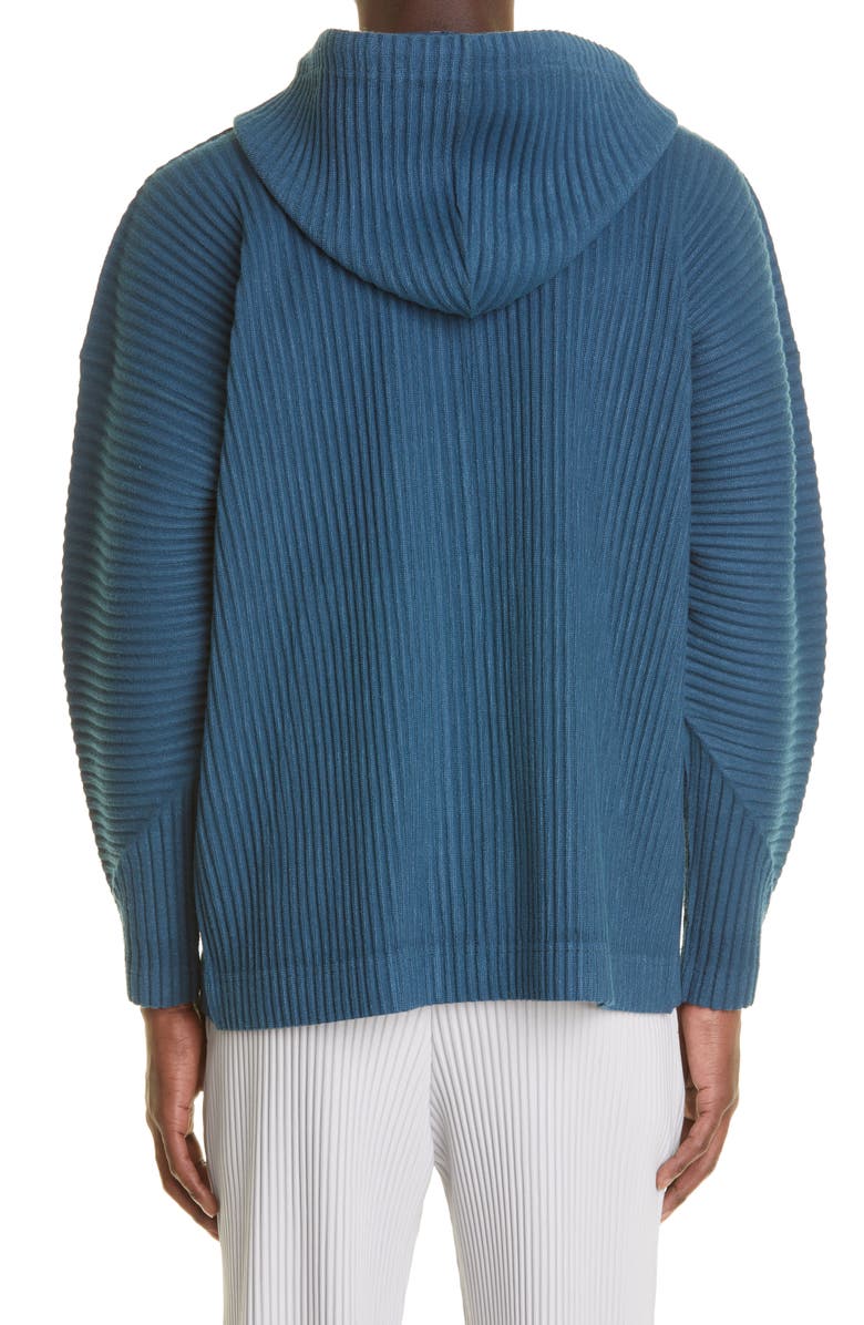 Homme Plissé Issey Miyake Pleated Zip-Up Hoodie, Alternate, color, 