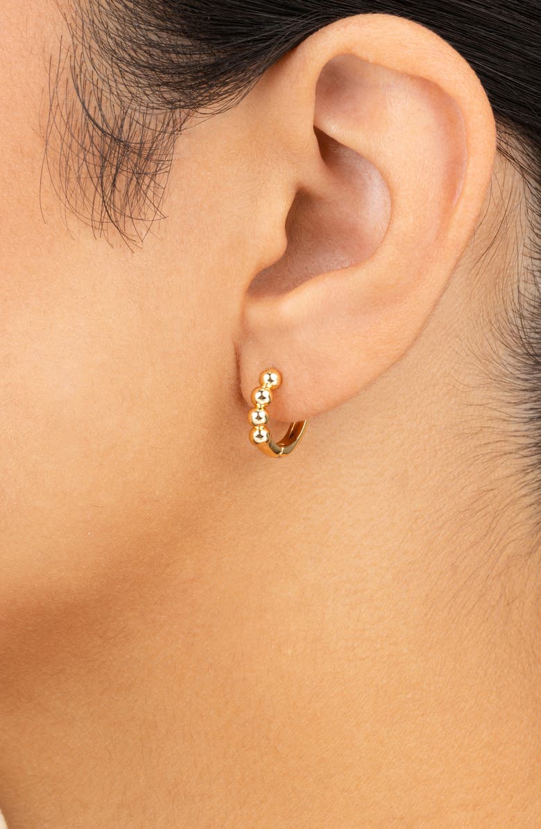 Sterling Forever Natalie Polished Sphere Huggie Hoop Earrings, Alternate, color, Gold