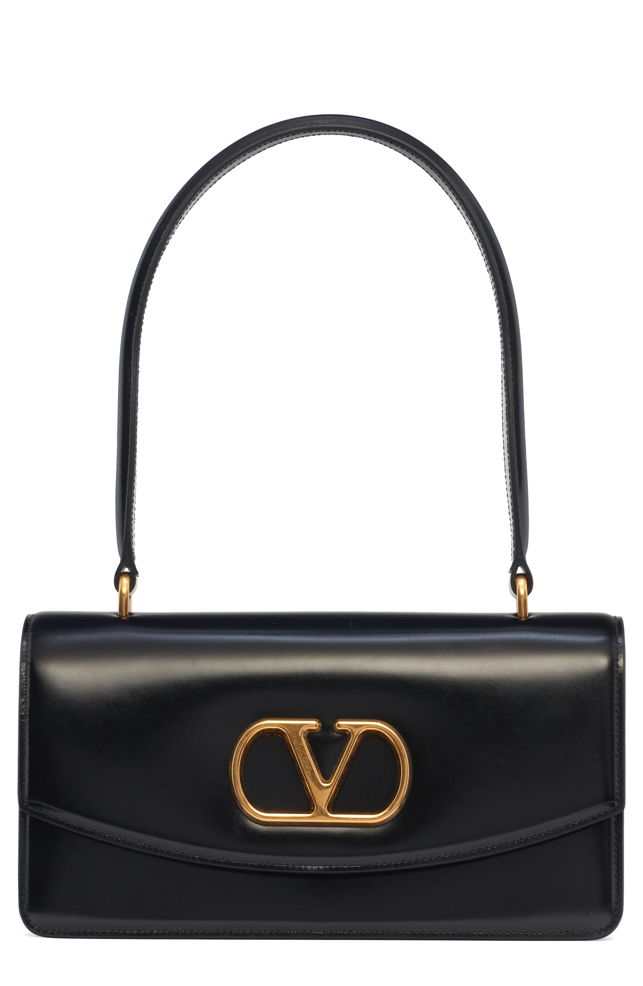 Valentino Garavani Vain Leather Shoulder Bag, Main, color, Nero