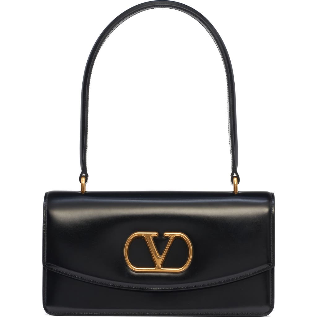 Valentino Garavani Vain Vlogo Leather Top-handle Bag In Black
