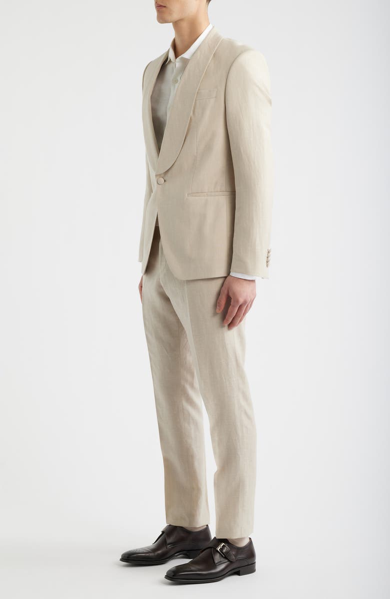 BOSS Huge Slim Fit Wool & Linen Suit, Alternate, color, Open Beige