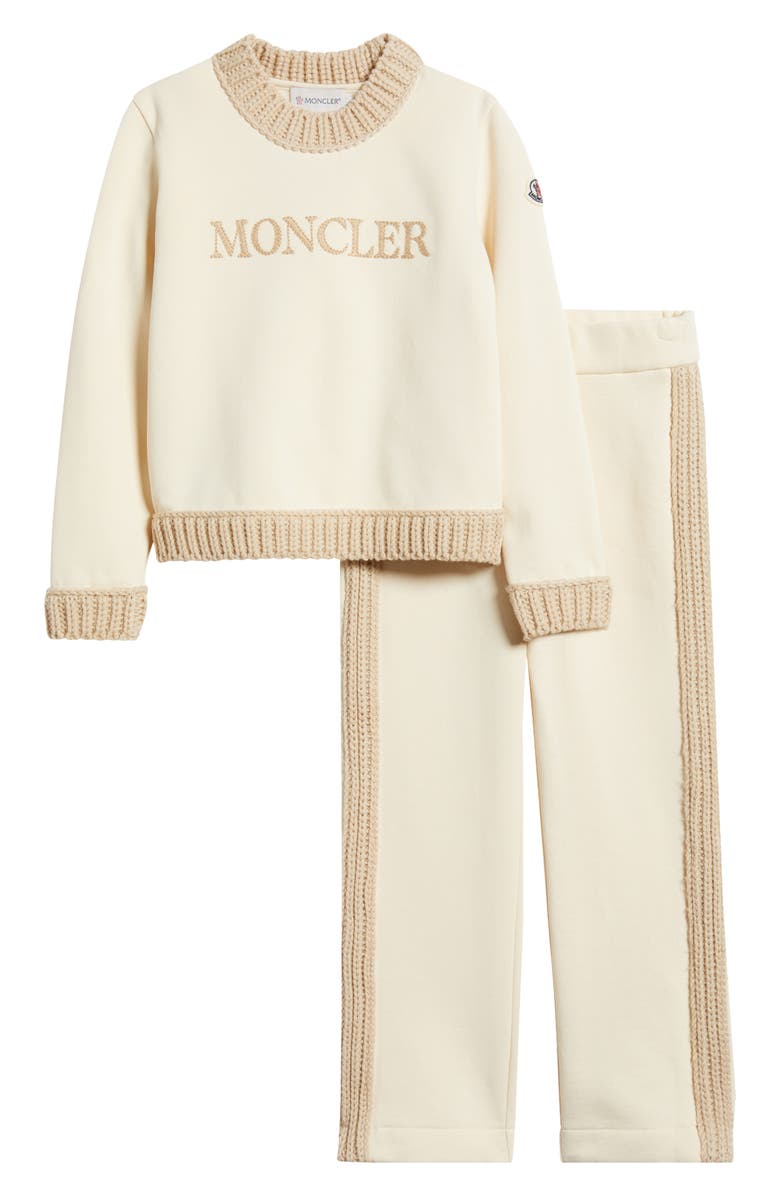 Moncler Kids' Mixed Media Sweatshirt & Sweatpants Set, Main, color, 