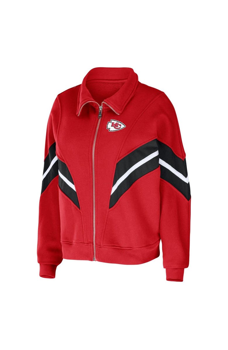 WEAR by Erin Andrews Women's WEAR by Erin Andrews Red Kansas City Chiefs Plus Size Yarn Dye Stripe Full-Zip Jacket, Alternate, color,