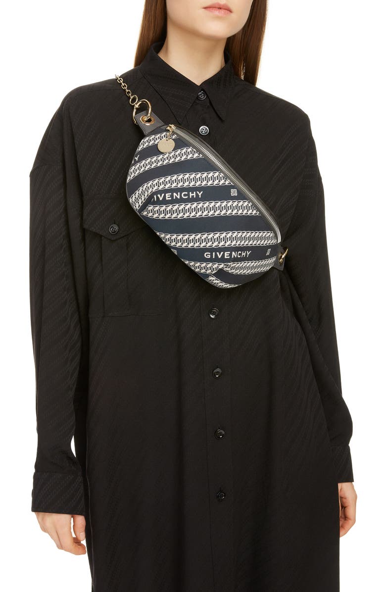 Givenchy Chain Print Canvas Belt Bag, Alternate, color,