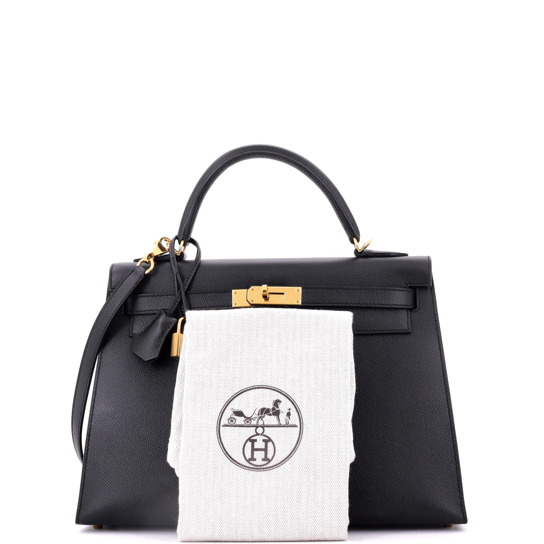 Pre-Owned Hermes Kelly Handbag Black Epsom with Gold Hardware 32, Alternate, color, 