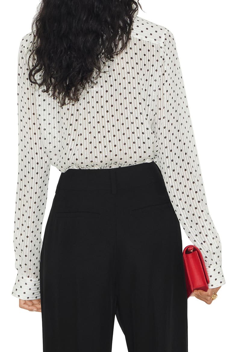 Freddy Polka Dot Ruffle Chiffon Blouse, Alternate, color, WHITE IP PAT