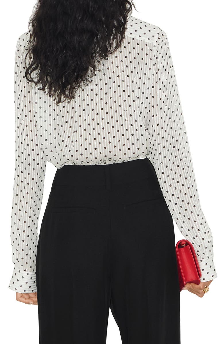 Burberry Freddy Polka Dot Ruffle Chiffon Blouse, Alternate, color, 