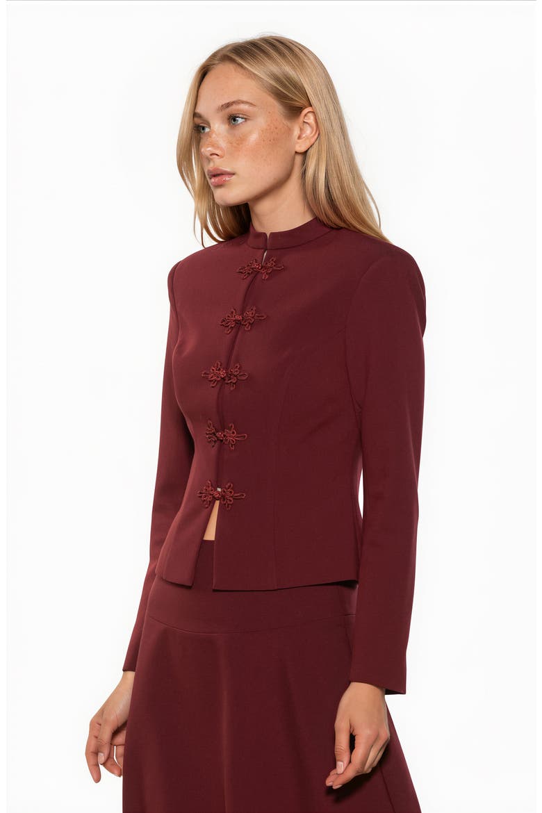 Moira Mandarin Collar Jacket, Alternate, color, BURGUNDY