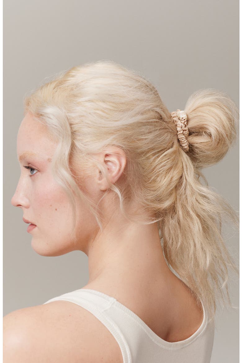 Pure Silk 4-Pack Skinny Scrunchies: Back to Basics Collection, Alternate, color, BLONDE