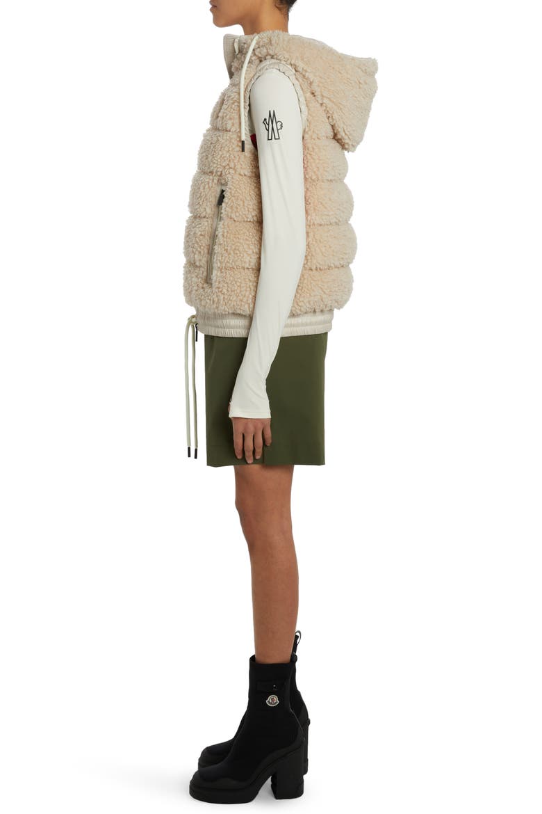 Teddy Fleece Hooded Down Vest, Alternate, color, NATURAL