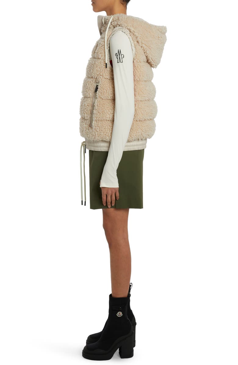 Moncler Grenoble Teddy Fleece Hooded Down Vest, Alternate, color, 