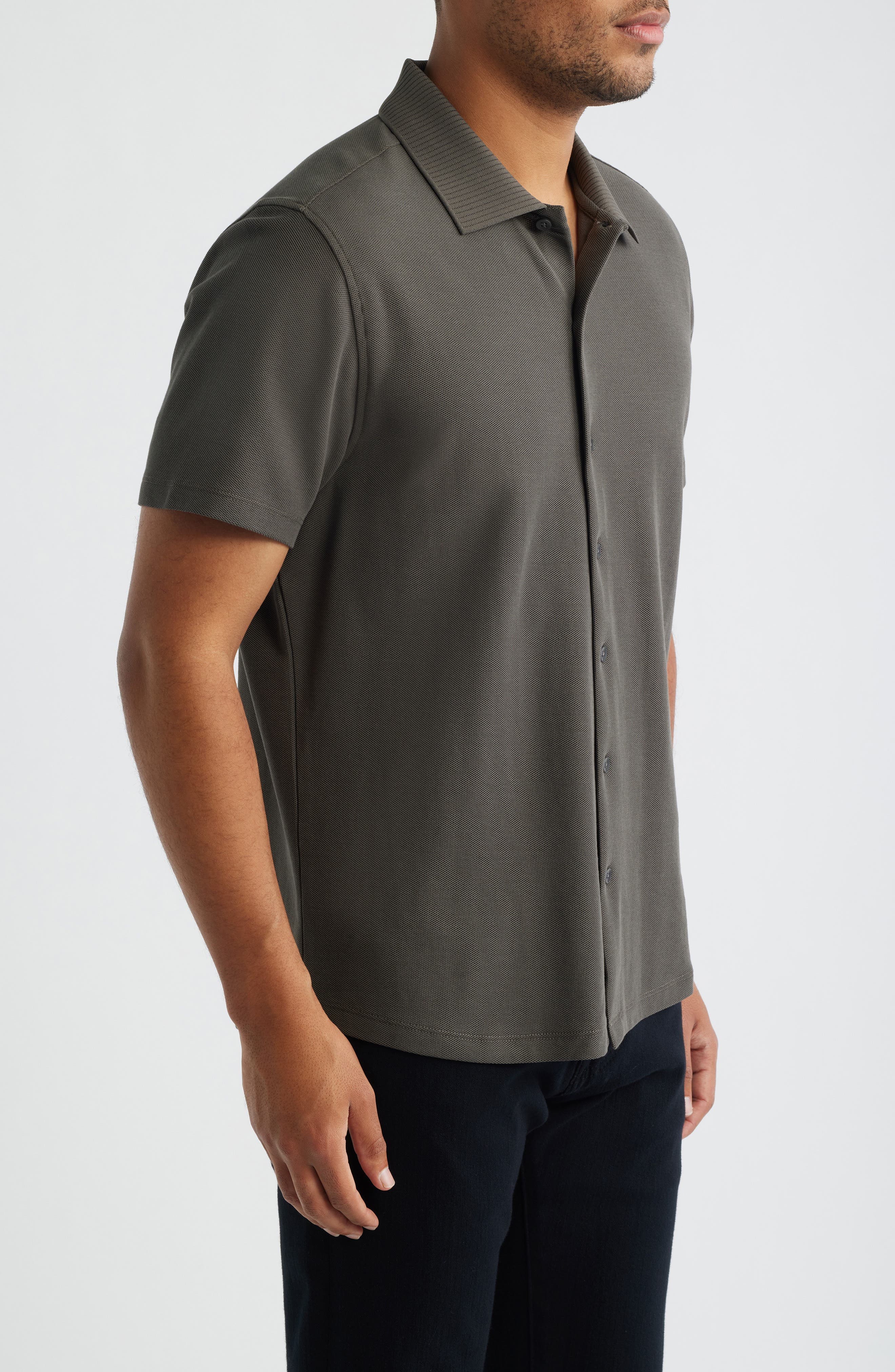 Мужские рубашки Robert Barakett Sorrell Short Sleeve Cotton Piqué Button-Up Shirt — фото 4