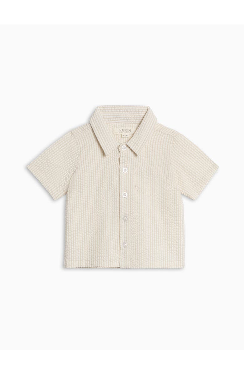 KENDI by Colored Organics Organic Landon Seesucker Button Down, Alternate, color, Dune Stripe