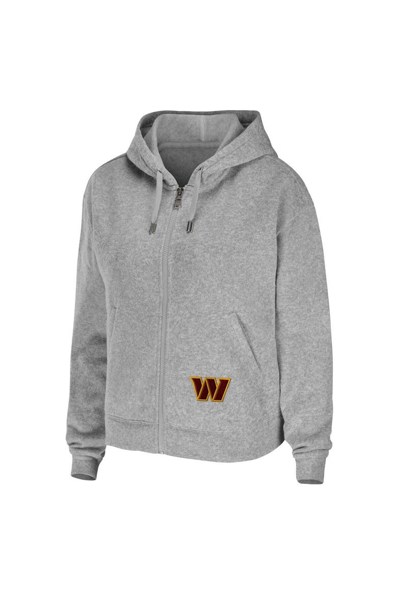 Women's WEAR by Erin Andrews Heathered Gray Washington Commanders Team Full-Zip Hoodie, Alternate, color, Heather Gray