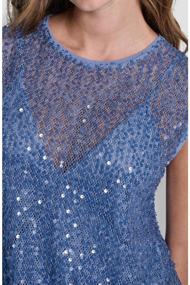 Bubble Hem Sequin Sleeveless Knit Top, Alternate, color, LIBERTY SKY