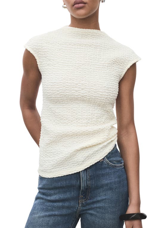 Mango Textured Cotton Blend Top In Animal Print