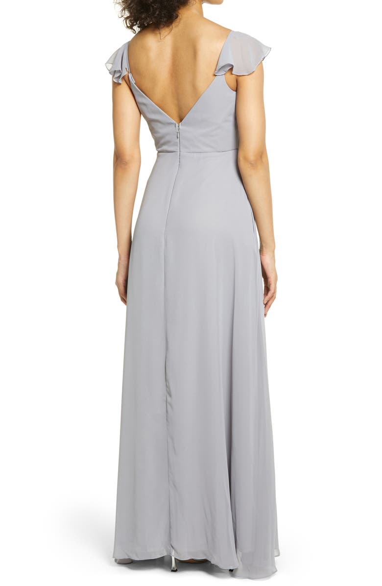 BIRDY GREY Flutter Sleeve Chiffon Gown, Alternate, color, 