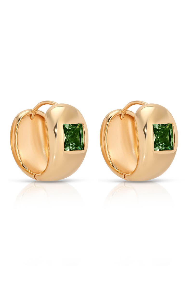 Touch of Crystal Hoop Earrings, Alternate, color, GREEN