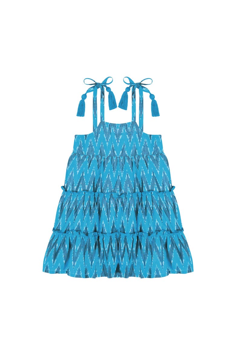 Bella Shoulder Tie Sundress, Main, color, Turquoise Ikat