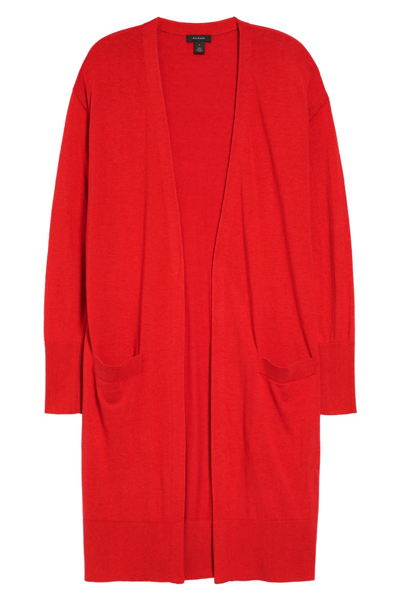 LONG CLOSURELESS CARDIGAN, Alternate, color, RED BLOOM