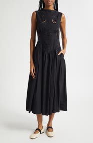 Stine Goya Embroidered Broderie Anglaise Midi Dress