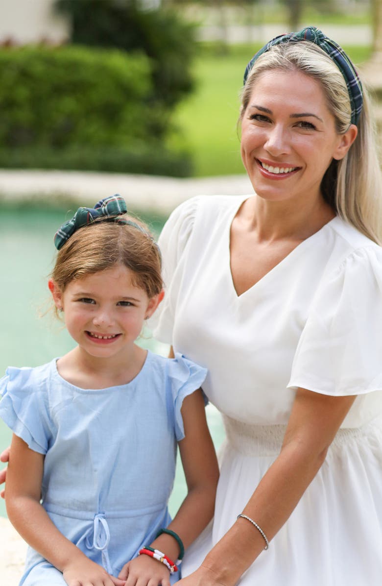 Bits & Bows Plaid Girls' Bow Headband, Alternate, color, Green Plaid