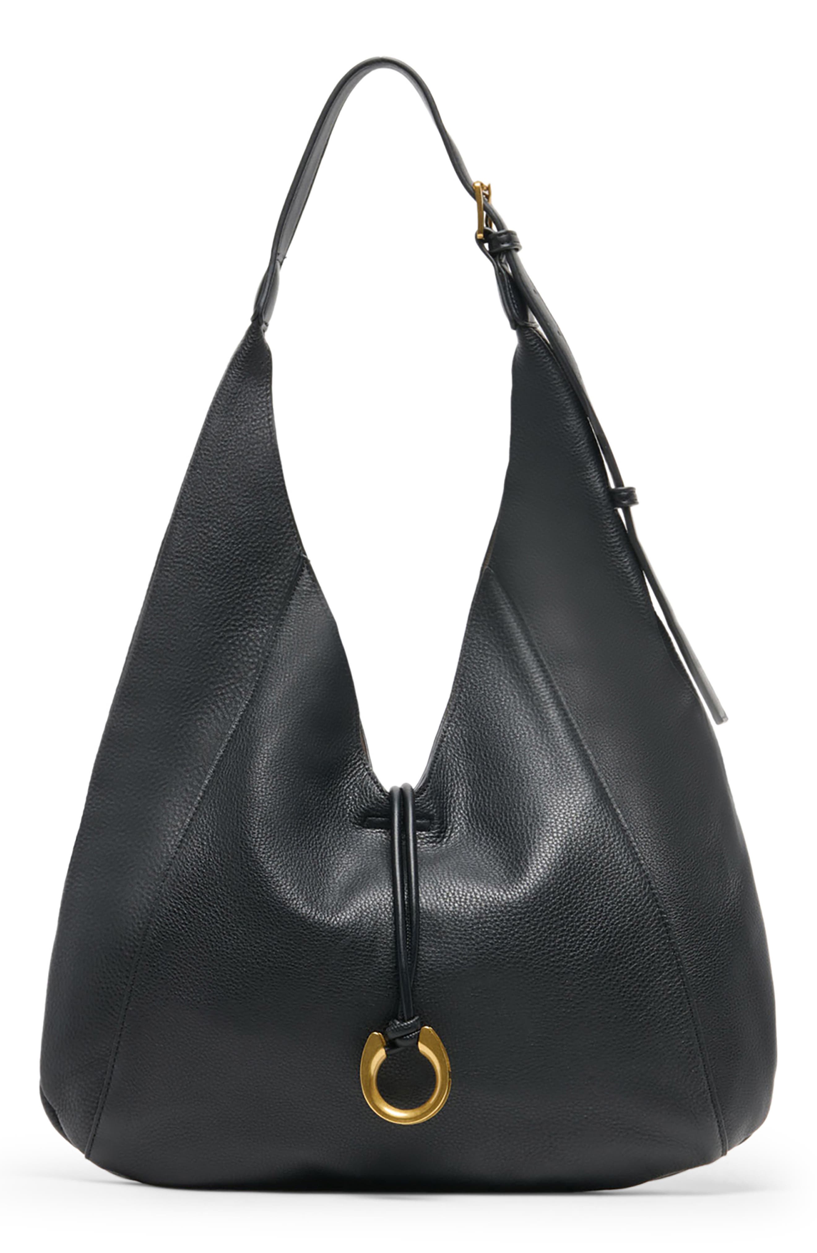 Mercer Leather Shoulder Bag, Main, color, BLACK LEATHER