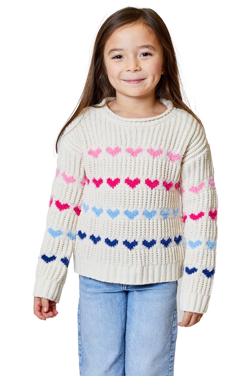 Design History Kids' Heart Long Sleeve Sweater, Main, color, Tan Suede