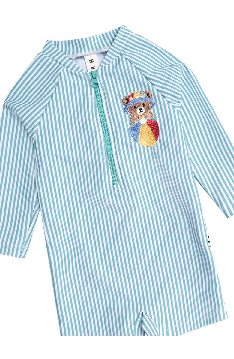 Huxbaby Huxbear Stripe Swimsuit Shortie, Alternate, color, Granite Green