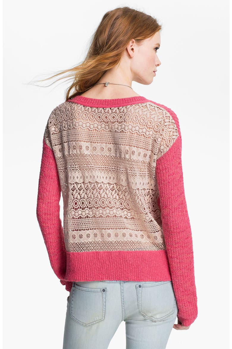 'Sweet Jane' Lace Back Sweater, Alternate, color, STRAWBERRY PATCH COMBO