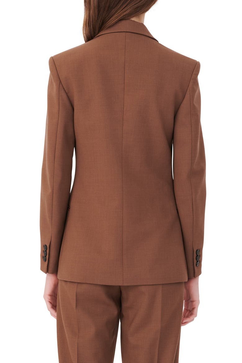 Double Breasted Stretch Wool Blazer, Alternate, color, BROWN