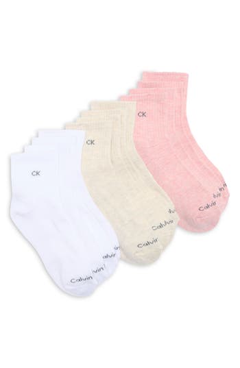 Calvin Klein 6-pack Quarter Socks In Red