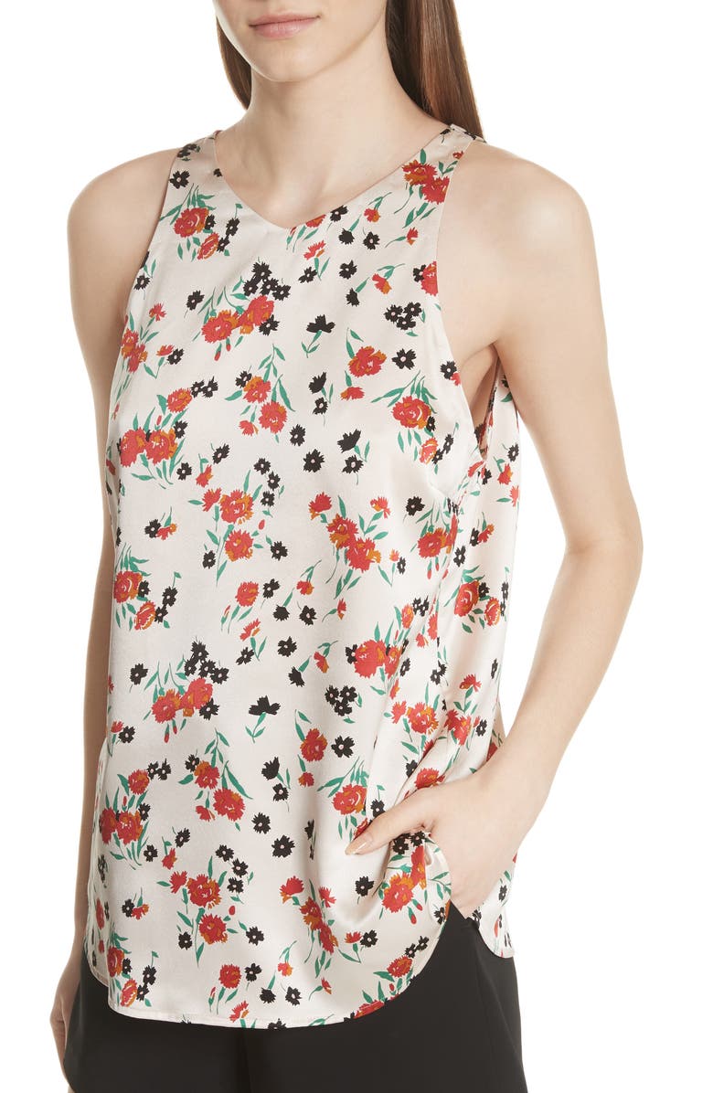 A.L.C. Ansie Floral Print Stretch Silk Top, Alternate, color,