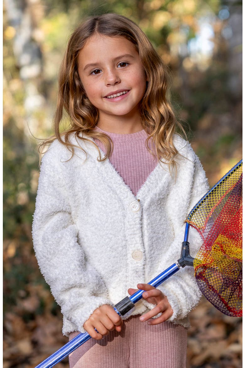 Kids' Willow Plush Cardigan, Alternate, color, IVORY