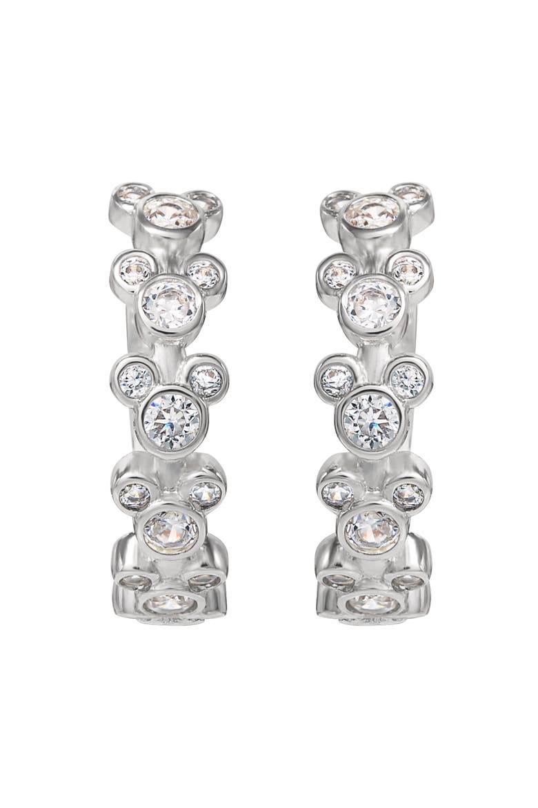 Silver Plated Cubic Zirconia Endless Hoop Earrings, Alternate, color, Silver