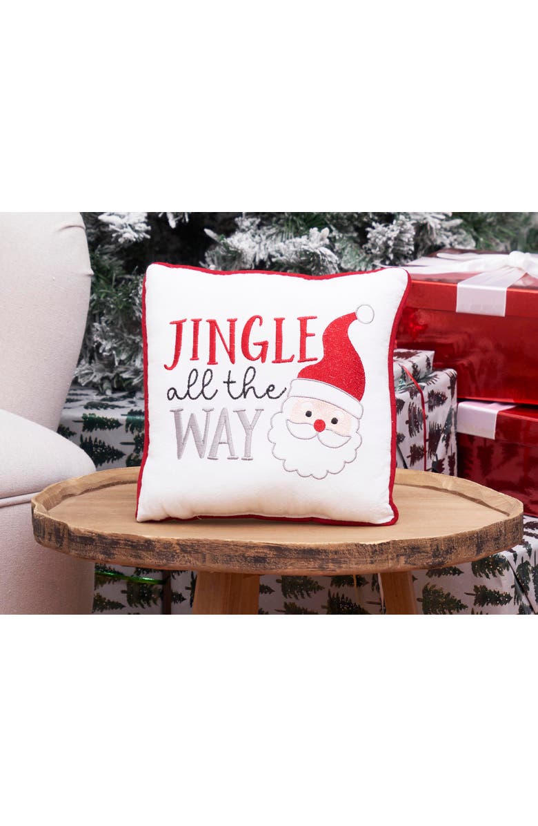 C&F Home Jingle All The Way Small Christmas Accent Pillow, 10" x 10", Alternate, color, Red