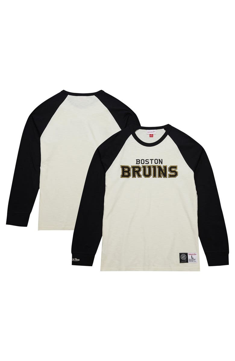 Mitchell & Ness Men's Mitchell & Ness Cream Boston Bruins Legendary Slub Vintage Raglan Long Sleeve T-Shirt, Main, color, Cream