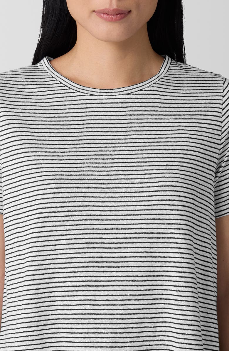 Eileen Fisher Stripe Organic Linen T-Shirt, Alternate, color, White/ Black