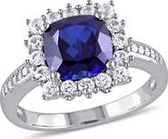 Julianna B. Created Sapphire & Diamond Halo Ring