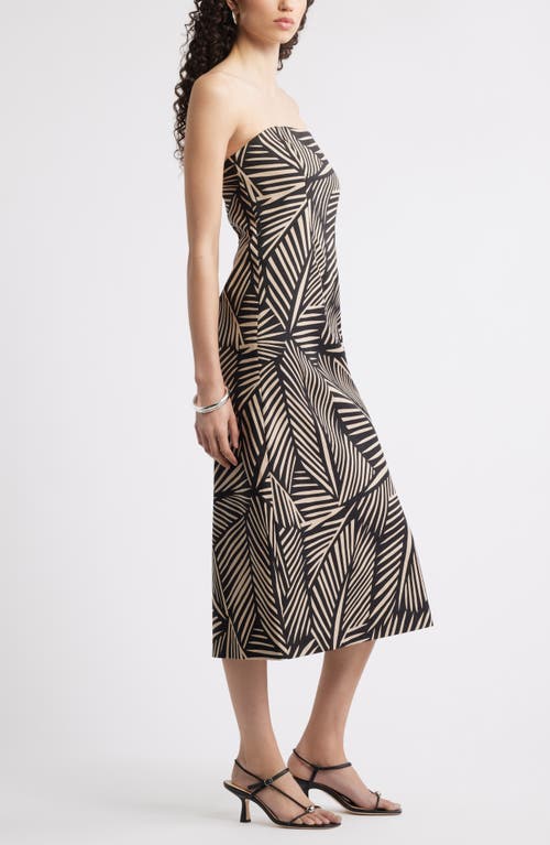 Nordstrom Strapless Linen Blend Midi Dress In Black