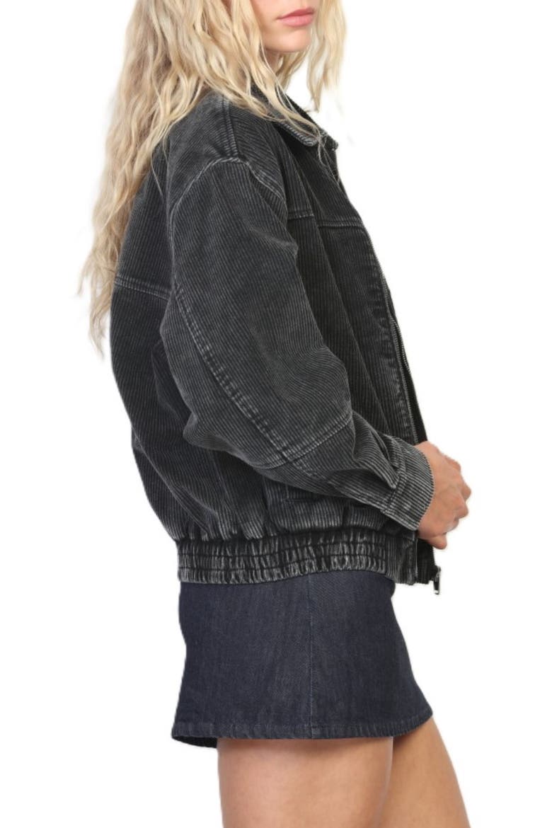 Snow Washed Corduroy Bomber Jacket, Alternate, color, BLACK