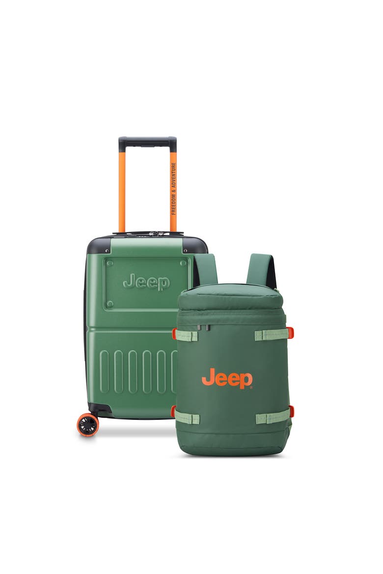 19" Carry On Hardside Expandable Spinner [JH002B] & Cylindrical Backpack [JS013C] 2 Piece Set, Main, color, Green