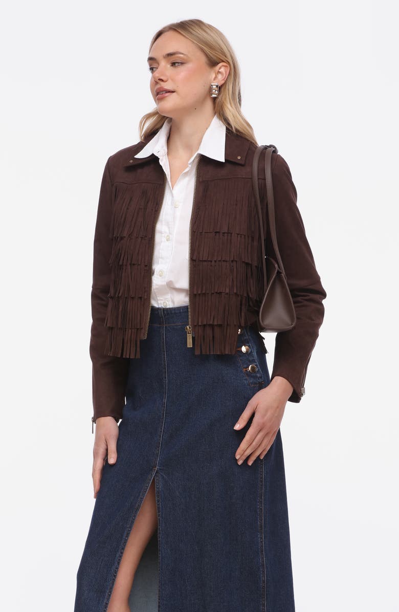 Bagatelle Fringe Jacket, Alternate, color, Bitter