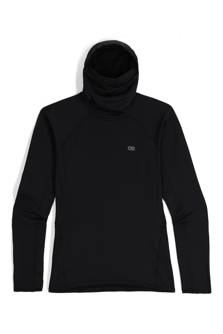 Vigor Grid Fleece Quarter Zip Hoodie, Alternate, color, BLACK