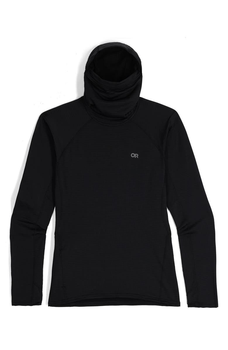 Outdoor Research Vigor Grid Fleece Quarter Zip Hoodie, Alternate, color, Black