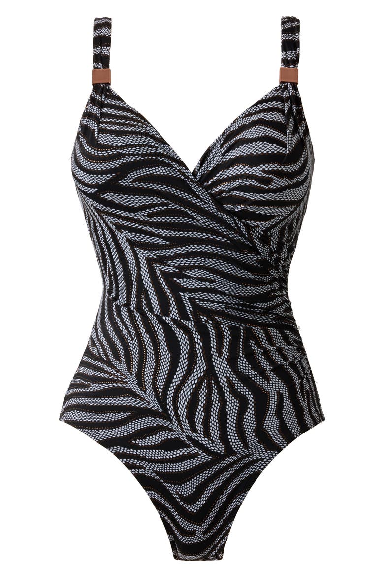 Zirconic Siren One-Piece Swimsuit, Alternate, color, BLACK/ WHITE