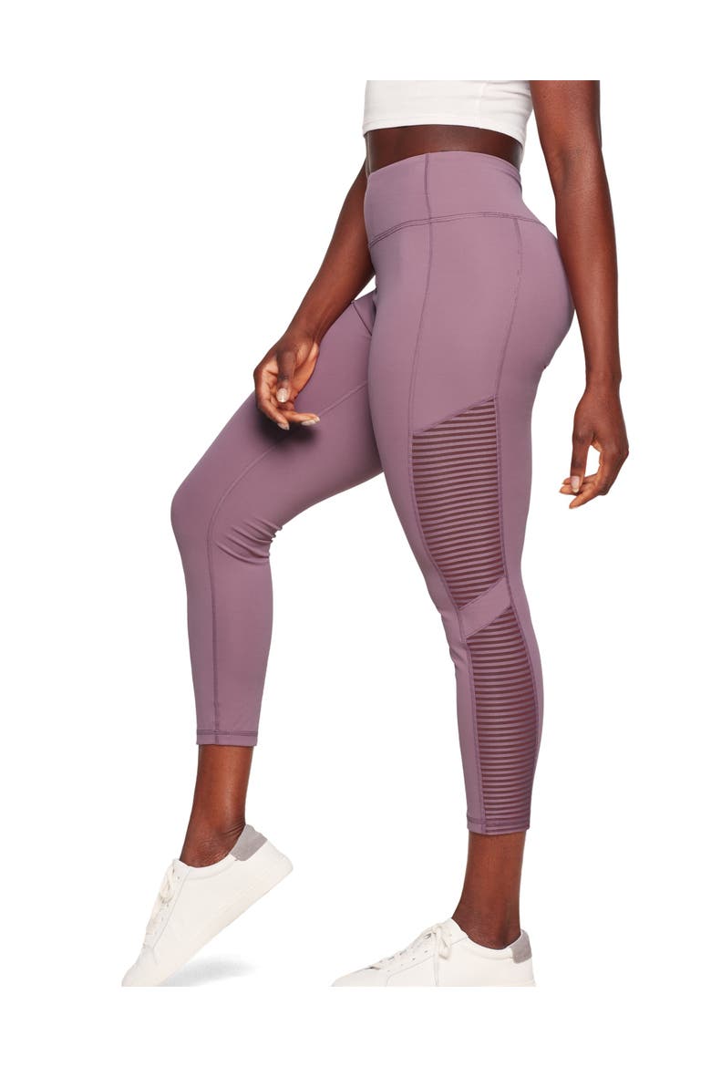 Cali Active 7/8 Legging With Striped Mesh, Main, color, Dark purple